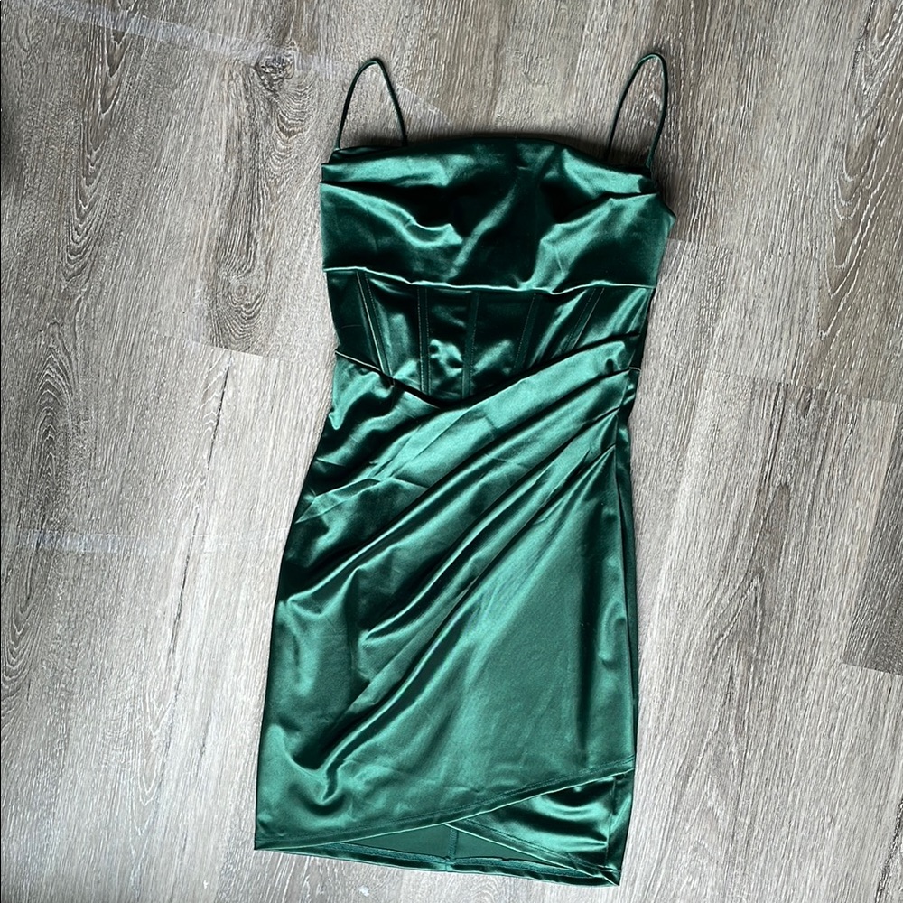 Lovely Day Green Silky Ruched Bodycon Dress